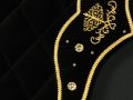 Pearl-Schabracke-Dressurschabracke-Handgefertigt-Handarbeit-Kundenwunsch-individuell-bestickt-Strass-Gold-Glitzer-Lusitano-4-scaled-e1614671495577